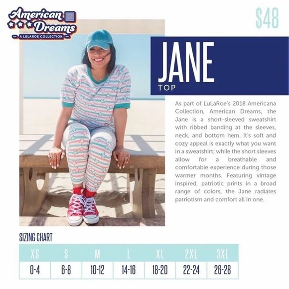 LuLaRoe 3xl American Dreams Jane Top - Picture 4 of 4